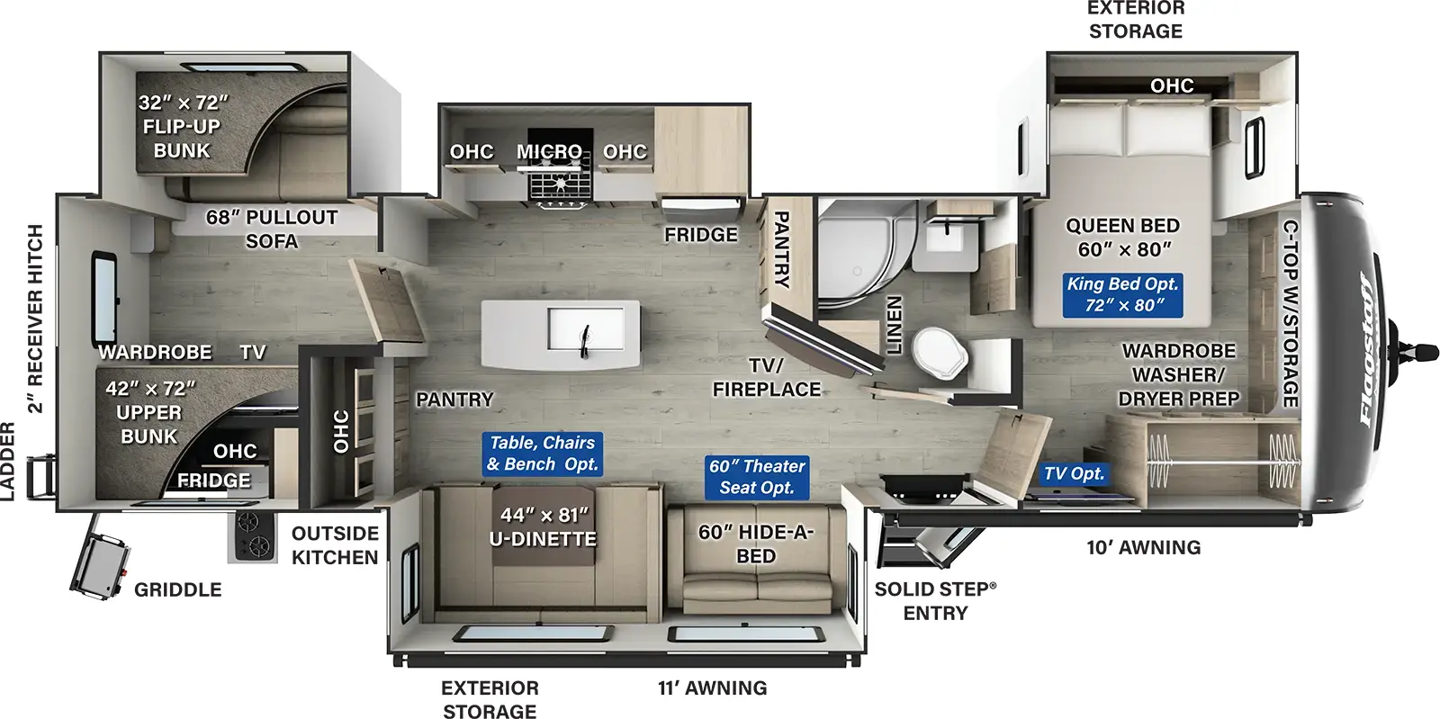 Flagstaff Classic Travel Trailers 832BWS Floorplan